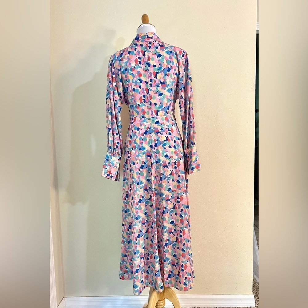 PALOMA BLUE Bronte Easter Colorful Midi Dress Boho front tie luxury women’s M - Picture 11 of 15
